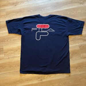 90s Fila Made in USA graphic logo navy blue t shirt men’s XL vintage Authentic